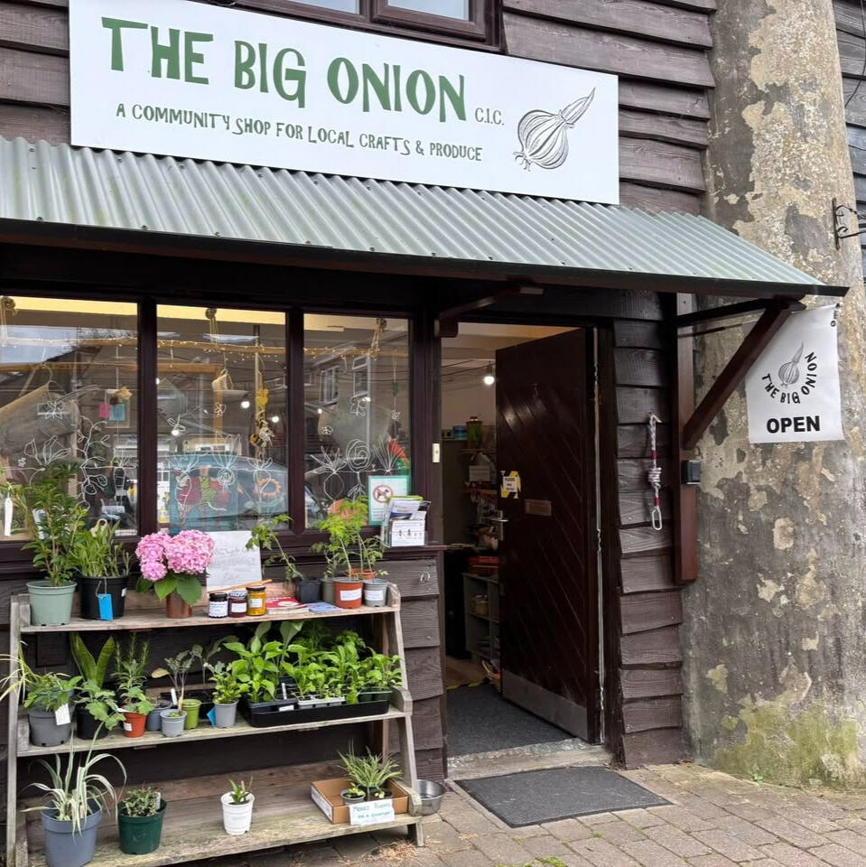 Exterior view of The Big Onion community craft shop in Staveley, Cumbria